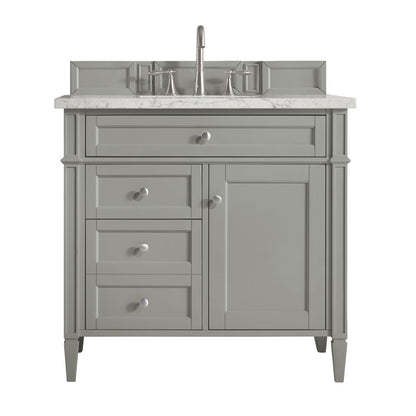 James Martin - Brittany 36" Single Vanity, Urban Gray w/ 3 CM Eternal Jasmine Pearl Silestone Top - 650-V36-UGR-3EJP view 1