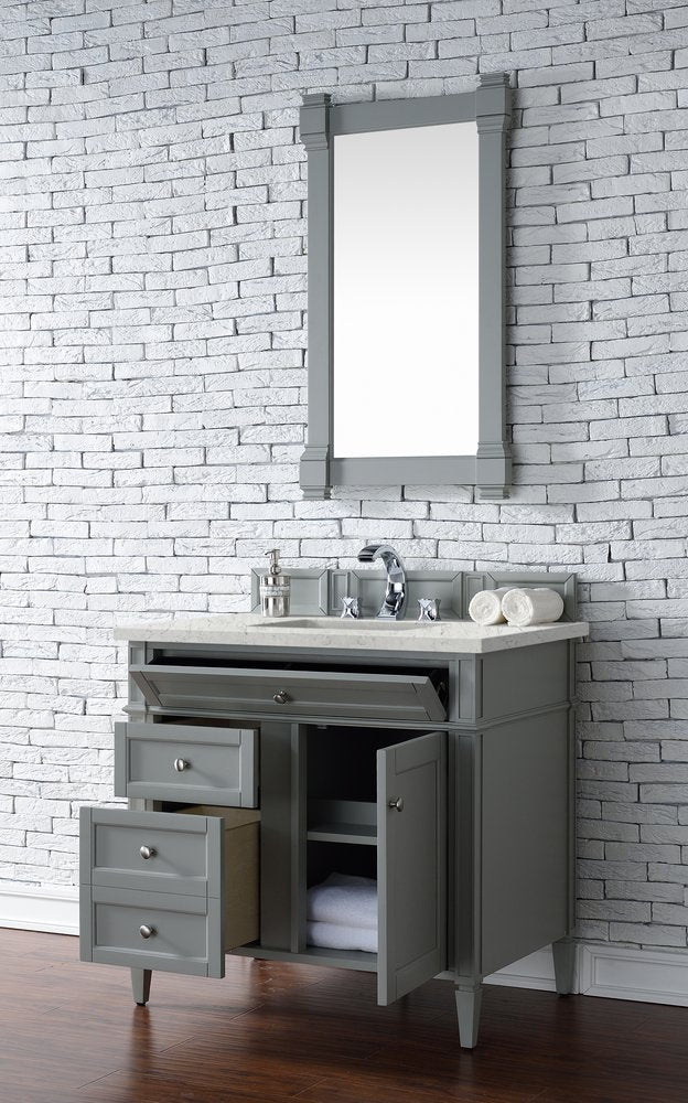 James Martin - Brittany 36" Single Vanity, Urban Gray w/ 3 CM Eternal Jasmine Pearl Silestone Top - 650-V36-UGR-3EJP view 4
