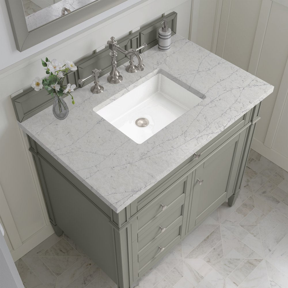 James Martin - Brittany 36" Single Vanity, Urban Gray w/ 3 CM Eternal Jasmine Pearl Silestone Top - 650-V36-UGR-3EJP view 6