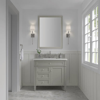 James Martin - Brittany 36" Single Vanity, Urban Gray w/ 3 CM Lime Delight Silestone Top - 650-V36-UGR-3LDL view 2
