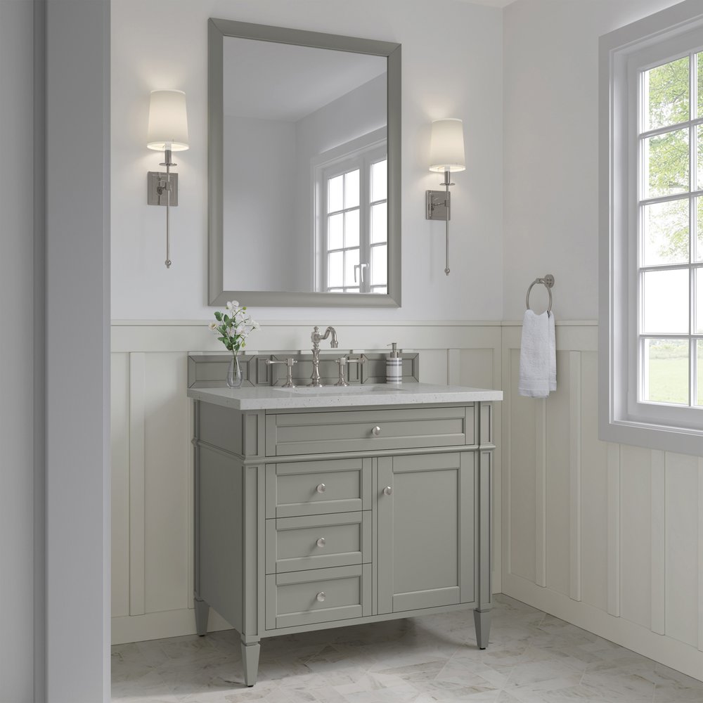 James Martin - Brittany 36" Single Vanity, Urban Gray w/ 3 CM Lime Delight Silestone Top - 650-V36-UGR-3LDL view 3