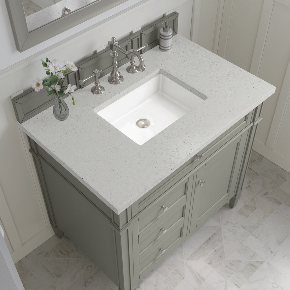 James Martin - Brittany 36" Single Vanity, Urban Gray w/ 3 CM Lime Delight Silestone Top - 650-V36-UGR-3LDL view 6