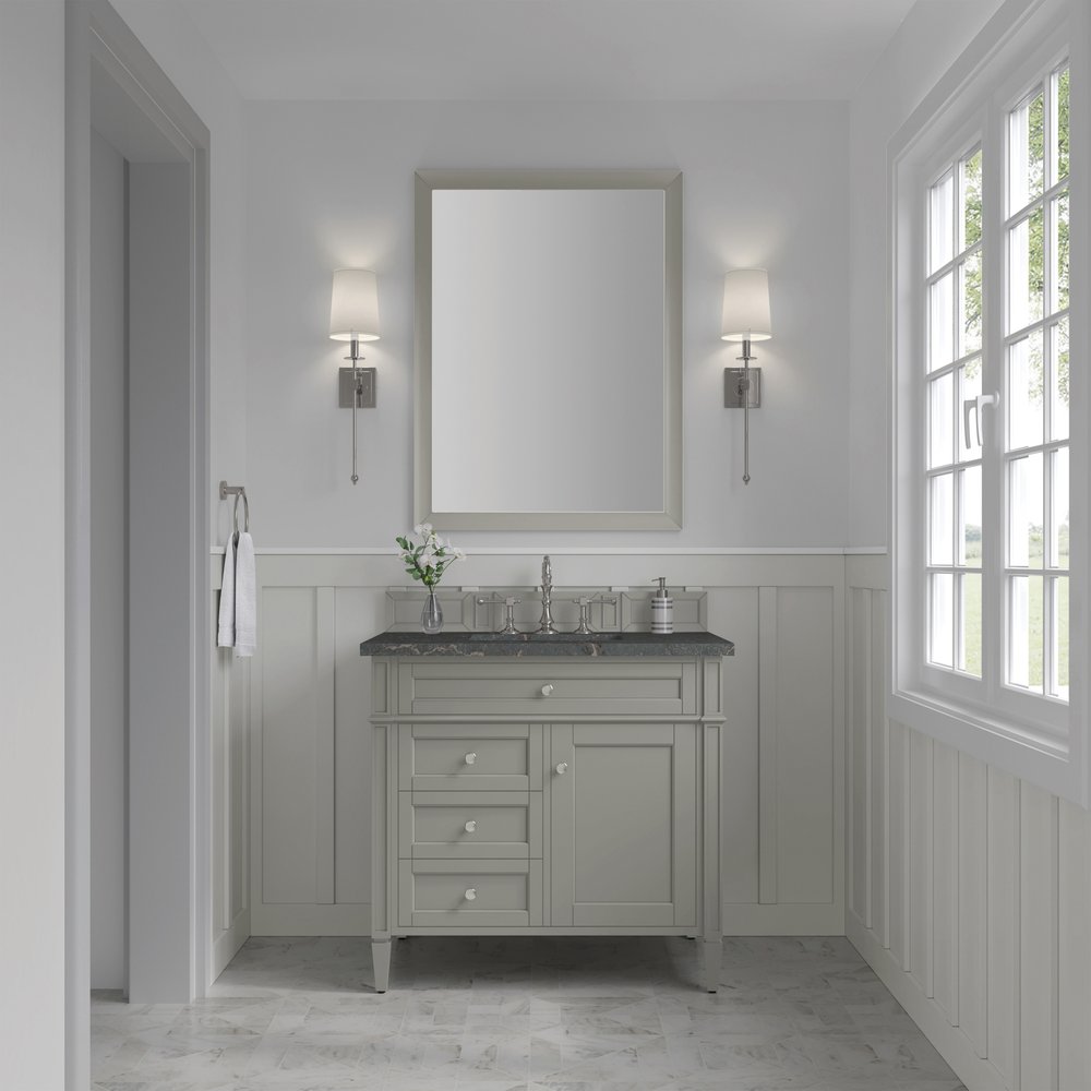 James Martin - Brittany 36" Single Vanity, Urban Gray w/ 3 CM Parisien Bleu Silestone Top - 650-V36-UGR-3PBL view 2