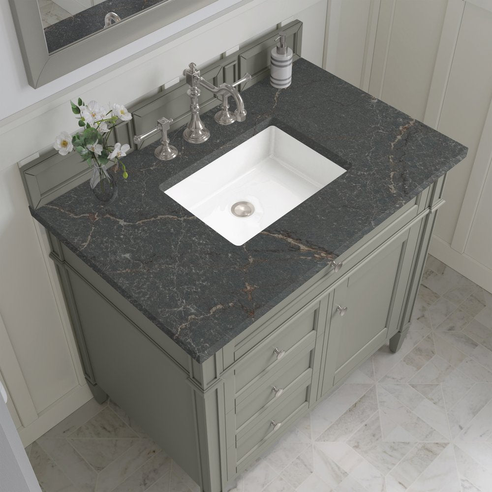 James Martin - Brittany 36" Single Vanity, Urban Gray w/ 3 CM Parisien Bleu Silestone Top - 650-V36-UGR-3PBL view 6