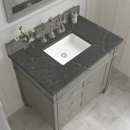 James Martin - Brittany 36" Single Vanity, Urban Gray w/ 3 CM Parisien Bleu Silestone Top - 650-V36-UGR-3PBL view 6
