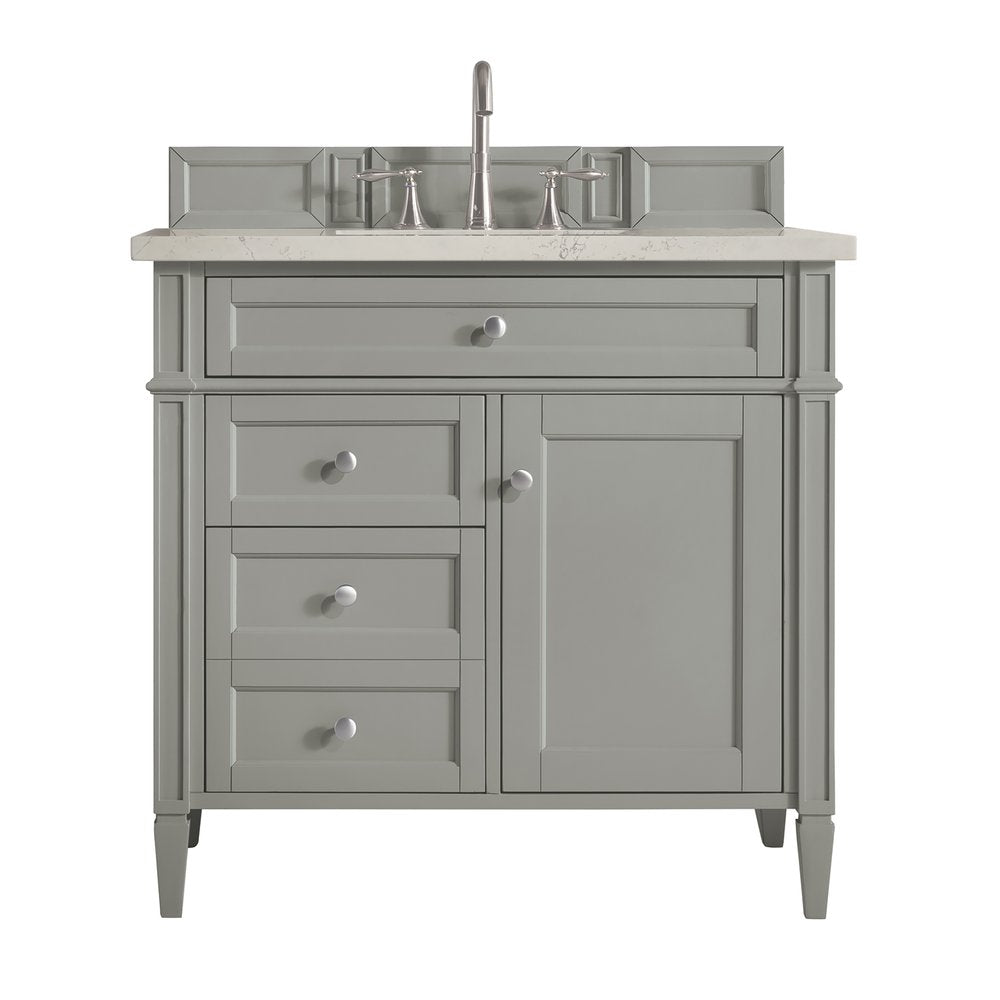 James Martin - Brittany 36" Single Vanity, Urban Gray, w/ 3 CM Siberian Silestone Top - 650-V36-UGR-3SFR view 1