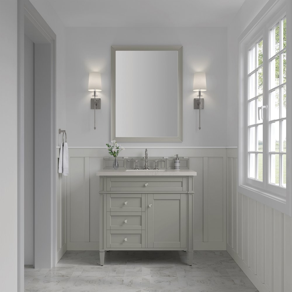James Martin - Brittany 36" Single Vanity, Urban Gray, w/ 3 CM Siberian Silestone Top - 650-V36-UGR-3SFR view 2