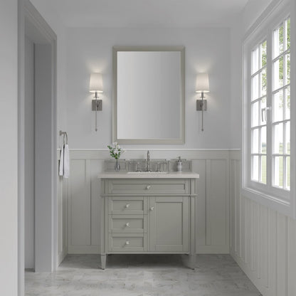 James Martin - Brittany 36" Single Vanity, Urban Gray, w/ 3 CM Siberian Silestone Top - 650-V36-UGR-3SFR view 2