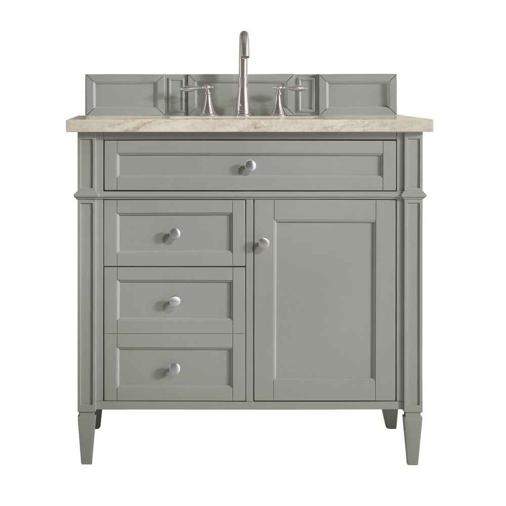James Martin - Brittany 36" Single Vanity, Urban Gray, w/ 3 CM Tajnar Eclos Top - 650-V36-UGR-3TJR view 1