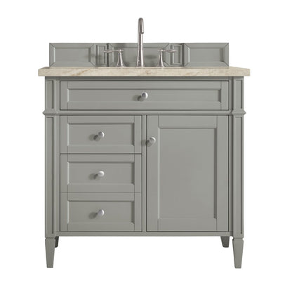 James Martin - Brittany 36" Single Vanity, Urban Gray, w/ 3 CM Tajnar Eclos Top - 650-V36-UGR-3TJR view 1