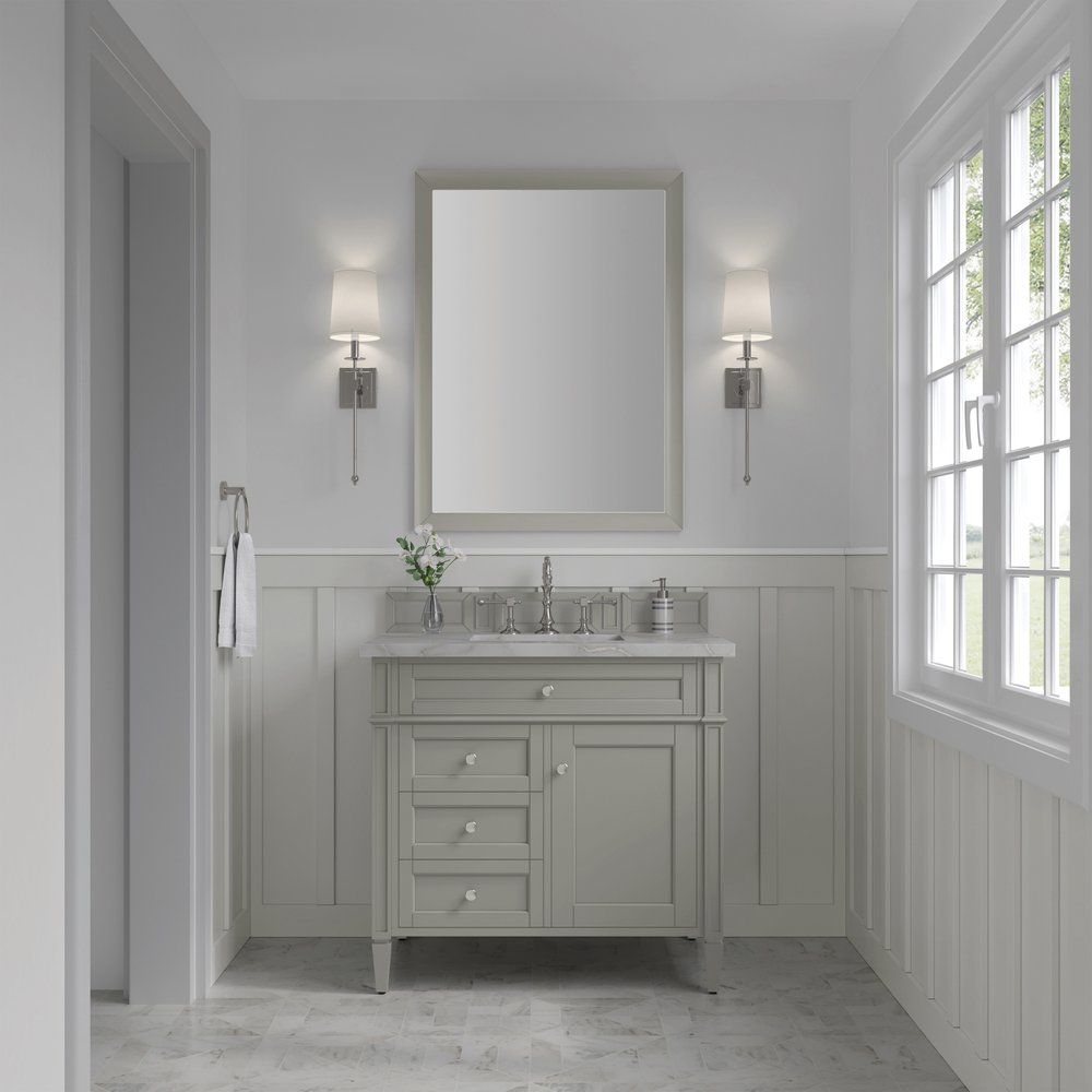 James Martin - Brittany 36" Single Vanity, Urban Gray w/ 3 CM Victorian Silver Silestone Top - 650-V36-UGR-3VSL view 2
