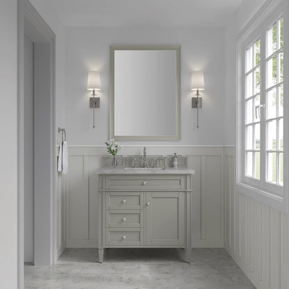 James Martin - Brittany 36" Single Vanity, Urban Gray w/ 3 CM Victorian Silver Silestone Top - 650-V36-UGR-3VSL view 2