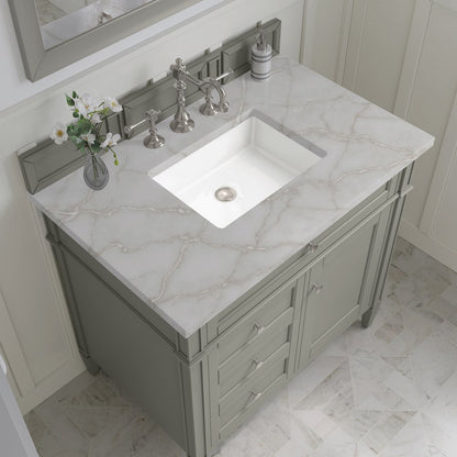 James Martin - Brittany 36" Single Vanity, Urban Gray w/ 3 CM Victorian Silver Silestone Top - 650-V36-UGR-3VSL view 6