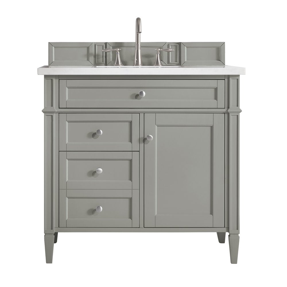 James Martin - Brittany 36" Single Vanity, Urban Gray w/ 3 CM White Zeus Silestone Top - 650-V36-UGR-3WZ view 1