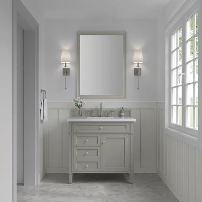 James Martin - Brittany 36" Single Vanity, Urban Gray w/ 3 CM White Zeus Silestone Top - 650-V36-UGR-3WZ view 2