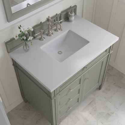 James Martin - Brittany 36" Single Vanity, Urban Gray w/ 3 CM White Zeus Silestone Top - 650-V36-UGR-3WZ view 5