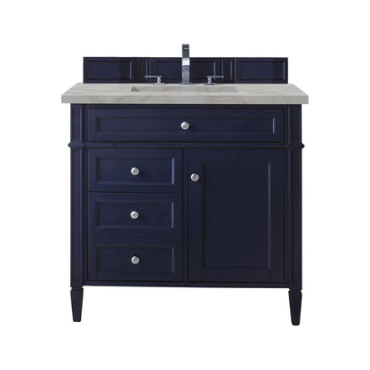 James Martin - Brittany 36" Single Vanity, Victory Bleu w/ 3 CM Victorian Silver Silestone Top - 650-V36-VBL-3VSL view 1
