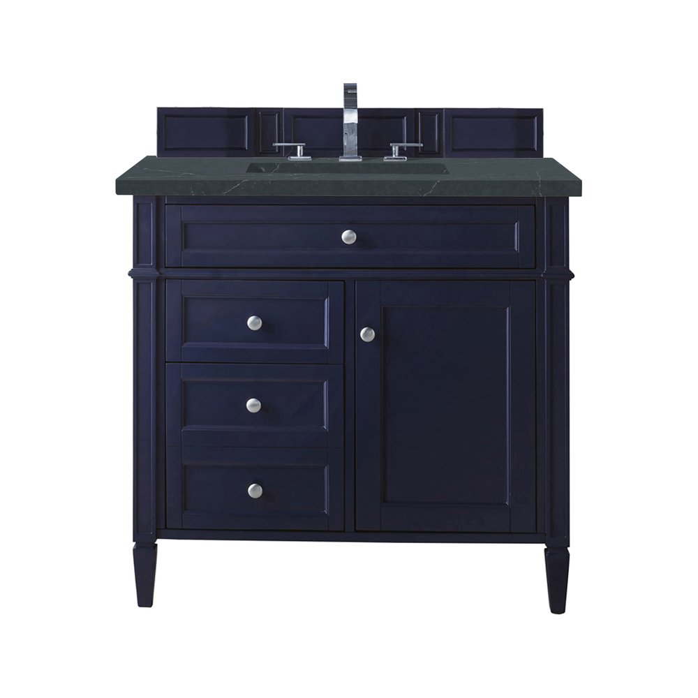 James Martin - Brittany 36" Single Vanity, Victory Blue w/ 3 CM Charcoal Soapstone Silestone Top - 650-V36-VBL-3CSP view 1