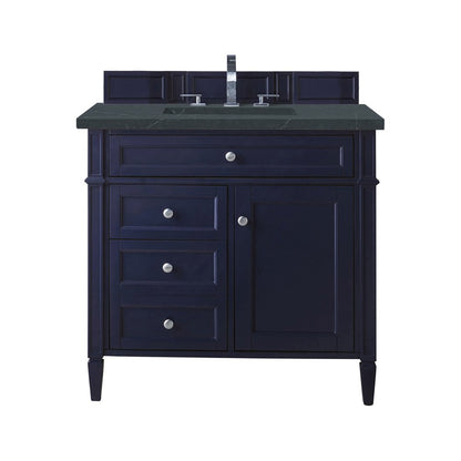 James Martin - Brittany 36" Single Vanity, Victory Blue w/ 3 CM Charcoal Soapstone Silestone Top - 650-V36-VBL-3CSP view 1