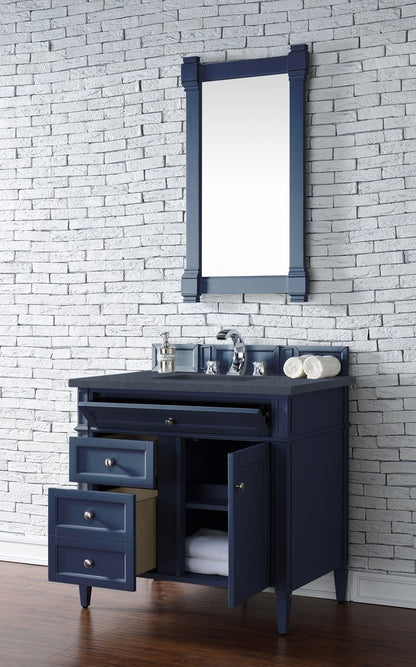 James Martin - Brittany 36" Single Vanity, Victory Blue w/ 3 CM Charcoal Soapstone Silestone Top - 650-V36-VBL-3CSP view 4