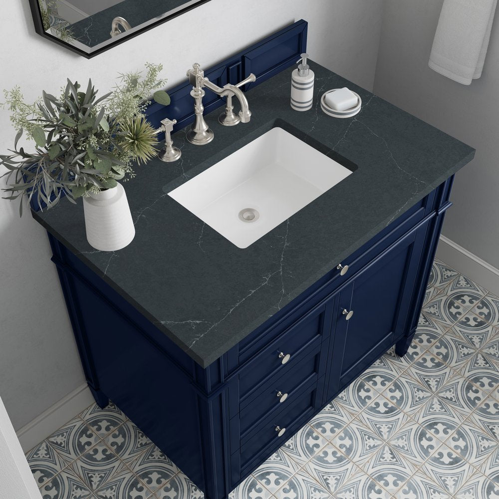 James Martin - Brittany 36" Single Vanity, Victory Blue w/ 3 CM Charcoal Soapstone Silestone Top - 650-V36-VBL-3CSP view 6