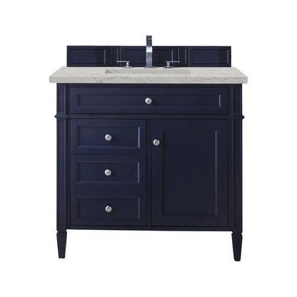 James Martin - Brittany 36" Single Vanity, Victory Blue w/ 3 CM Eternal Jasmine Pearl Silestone Top - 650-V36-VBL-3EJP view 1