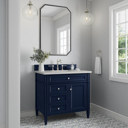 James Martin - Brittany 36" Single Vanity, Victory Blue w/ 3 CM Eternal Jasmine Pearl Silestone Top - 650-V36-VBL-3EJP view 3