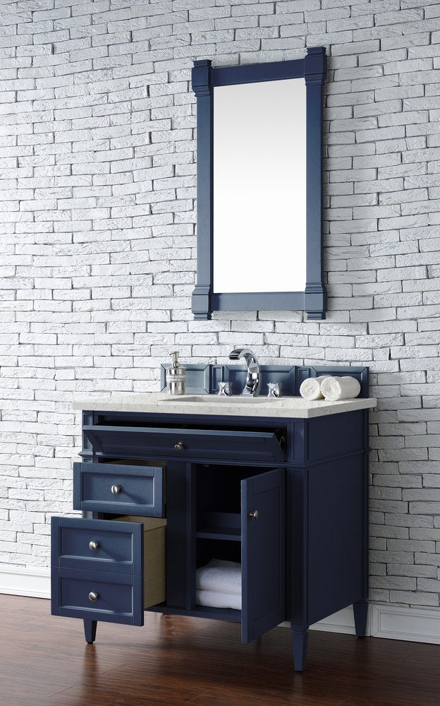 James Martin - Brittany 36" Single Vanity, Victory Blue w/ 3 CM Eternal Jasmine Pearl Silestone Top - 650-V36-VBL-3EJP view 4