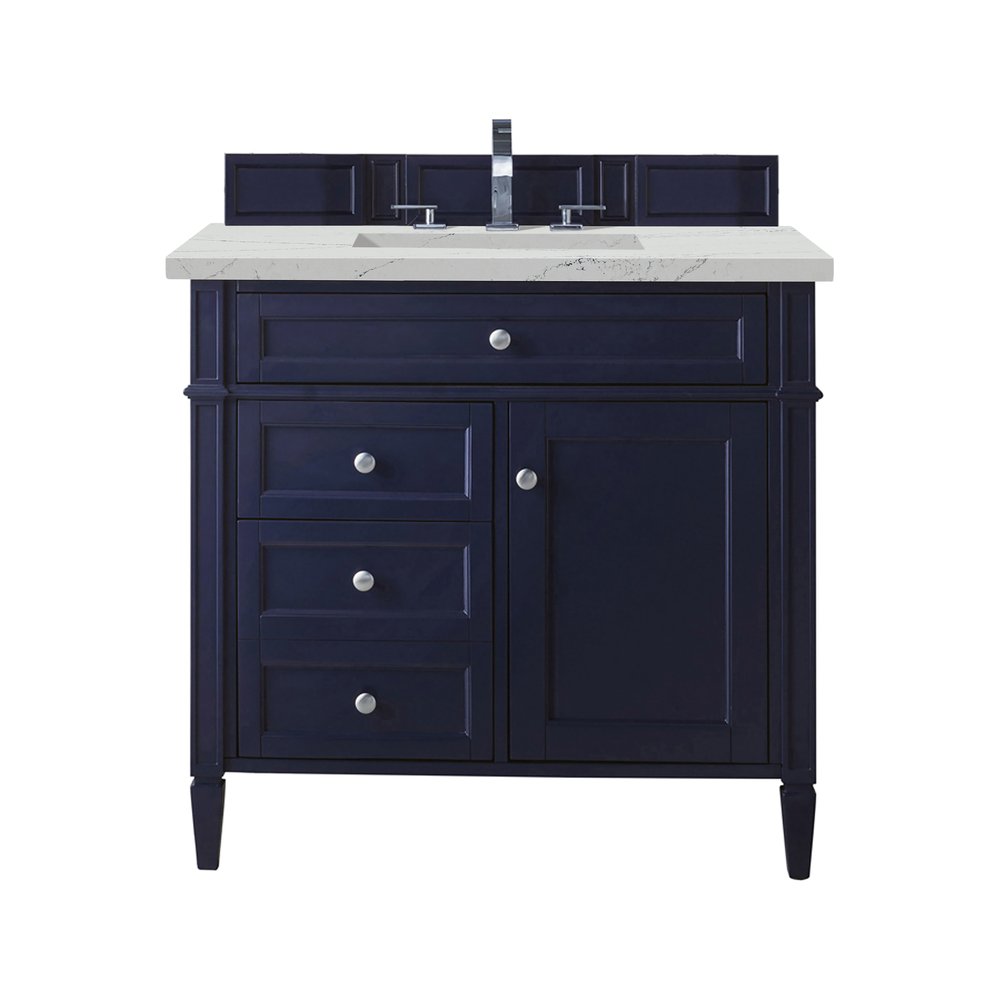 James Martin - Brittany 36" Single Vanity, Victory Blue w/ 3 CM Ethereal Noctis Silestone Top - 650-V36-VBL-3ENC view 1