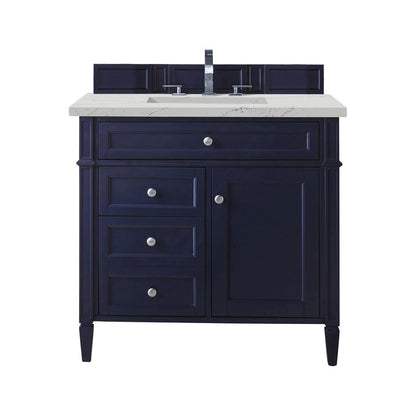 James Martin - Brittany 36" Single Vanity, Victory Blue w/ 3 CM Ethereal Noctis Silestone Top - 650-V36-VBL-3ENC view 1