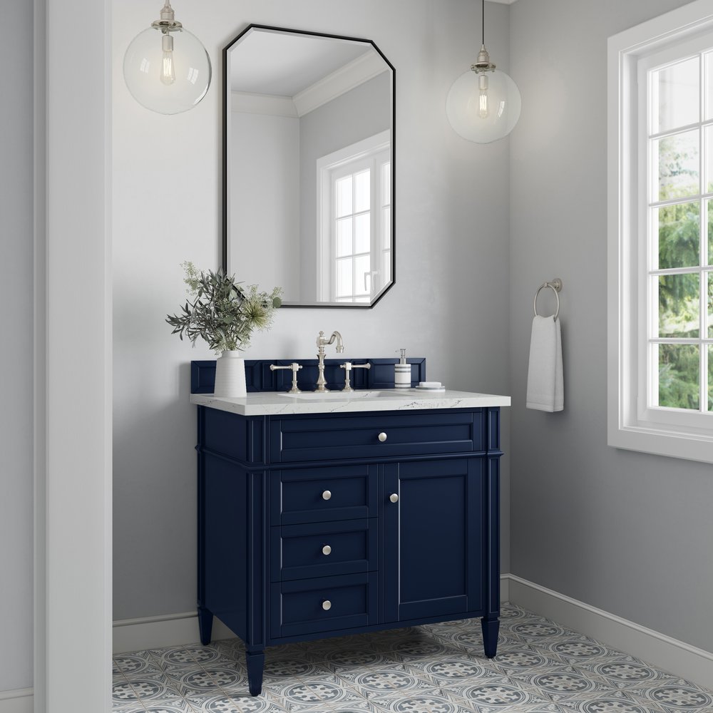 James Martin - Brittany 36" Single Vanity, Victory Blue w/ 3 CM Ethereal Noctis Silestone Top - 650-V36-VBL-3ENC view 3