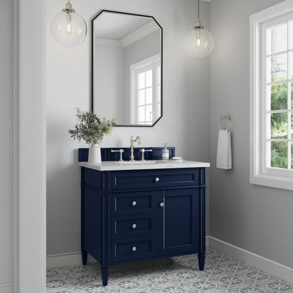 James Martin - Brittany 36" Single Vanity, Victory Blue w/ 3 CM Ethereal Noctis Silestone Top - 650-V36-VBL-3ENC view 3