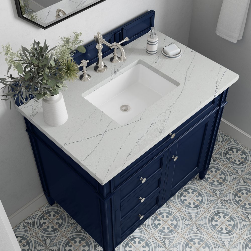 James Martin - Brittany 36" Single Vanity, Victory Blue w/ 3 CM Ethereal Noctis Silestone Top - 650-V36-VBL-3ENC view 6