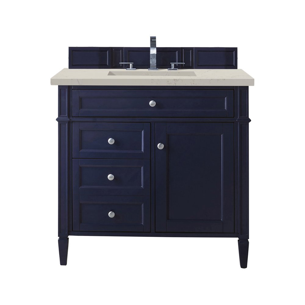 James Martin - Brittany 36" Single Vanity, Victory Blue, w/ 3 CM Siberian Silestone Top - 650-V36-VBL-3SFR view 1