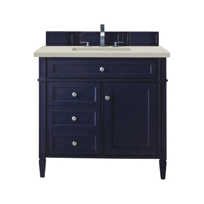 James Martin - Brittany 36" Single Vanity, Victory Blue, w/ 3 CM Siberian Silestone Top - 650-V36-VBL-3SFR view 1