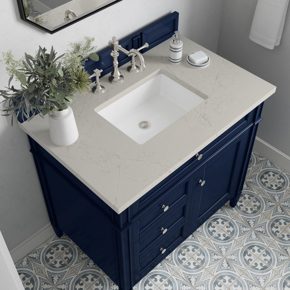 James Martin - Brittany 36" Single Vanity, Victory Blue, w/ 3 CM Siberian Silestone Top - 650-V36-VBL-3SFR view 5