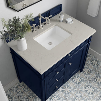 James Martin - Brittany 36" Single Vanity, Victory Blue, w/ 3 CM Siberian Silestone Top - 650-V36-VBL-3SFR view 5