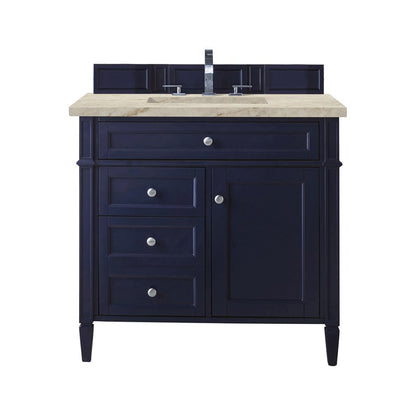 James Martin - Brittany 36" Single Vanity, Victory Blue, w/ 3 CM Tajnar Eclos Top - 650-V36-VBL-3TJR view 1