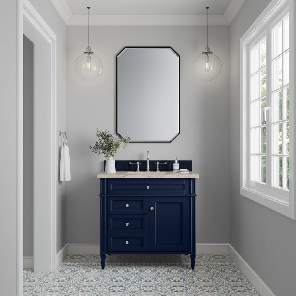 James Martin - Brittany 36" Single Vanity, Victory Blue, w/ 3 CM Tajnar Eclos Top - 650-V36-VBL-3TJR view 2