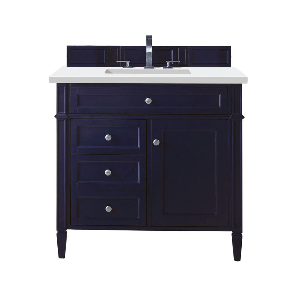 James Martin - Brittany 36" Single Vanity, Victory Blue w/ 3 CM White Zeus Silestone Top - 650-V36-VBL-3WZ view 1