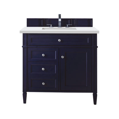 James Martin - Brittany 36" Single Vanity, Victory Blue w/ 3 CM White Zeus Silestone Top - 650-V36-VBL-3WZ view 1
