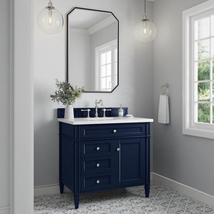 James Martin - Brittany 36" Single Vanity, Victory Blue w/ 3 CM White Zeus Silestone Top - 650-V36-VBL-3WZ view 3