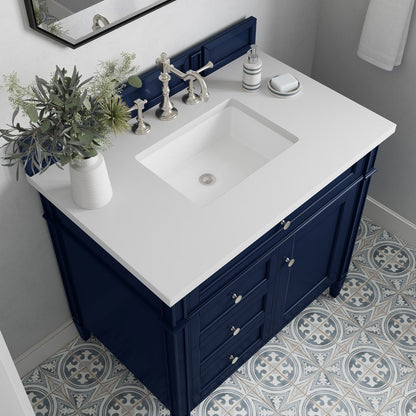 James Martin - Brittany 36" Single Vanity, Victory Blue w/ 3 CM White Zeus Silestone Top - 650-V36-VBL-3WZ view 5