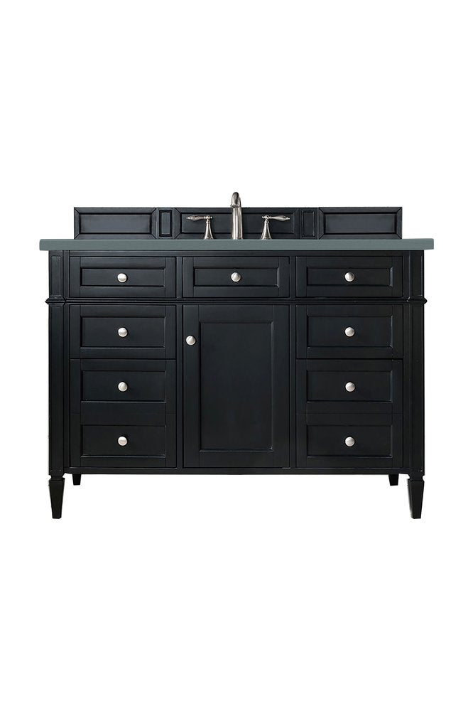 James Martin - Brittany 48" Single Vanity, Black Onyx w/ 3 CM Cala Blue Silestone Top - 650-V48-BKO-3CBL view 1