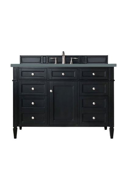 James Martin - Brittany 48" Single Vanity, Black Onyx w/ 3 CM Cala Blue Silestone Top - 650-V48-BKO-3CBL view 1