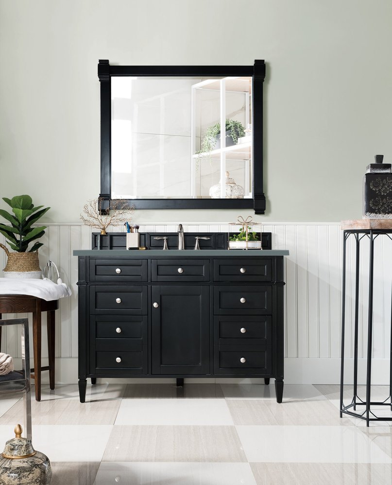 James Martin - Brittany 48" Single Vanity, Black Onyx w/ 3 CM Cala Blue Silestone Top - 650-V48-BKO-3CBL view 3