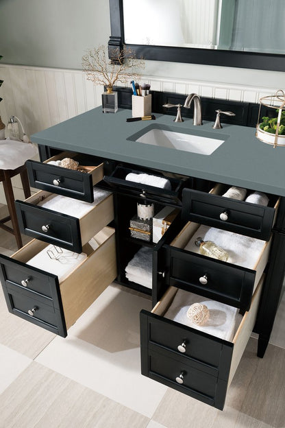 James Martin - Brittany 48" Single Vanity, Black Onyx w/ 3 CM Cala Blue Silestone Top - 650-V48-BKO-3CBL view 5