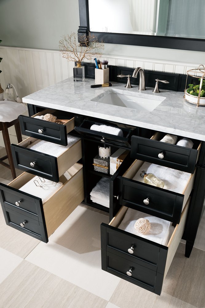 James Martin - Brittany 48" Single Vanity, Black Onyx w/ 3 CM Carrara Marble Top - 650-V48-BKO-3CAR view 5