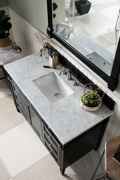 James Martin - Brittany 48" Single Vanity, Black Onyx w/ 3 CM Carrara Marble Top - 650-V48-BKO-3CAR view 6