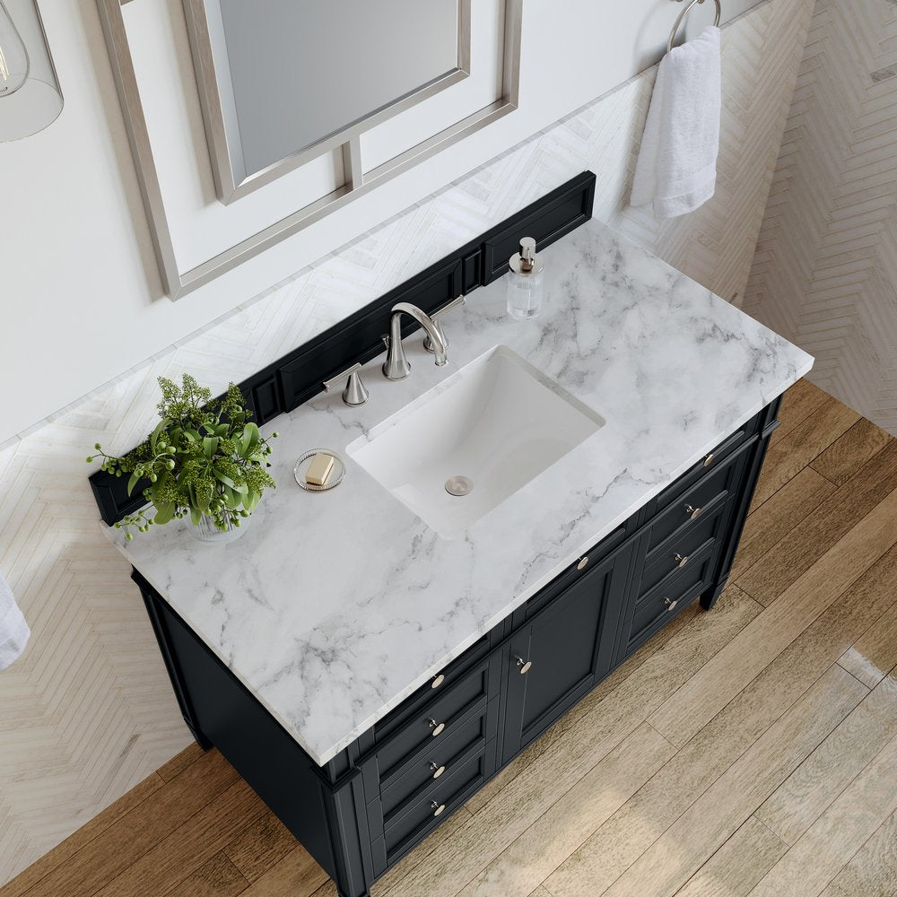 James Martin - Brittany 48" Single Vanity, Black Onyx w/ 3 CM Carrara Marble Top - 650-V48-BKO-3CAR view 8